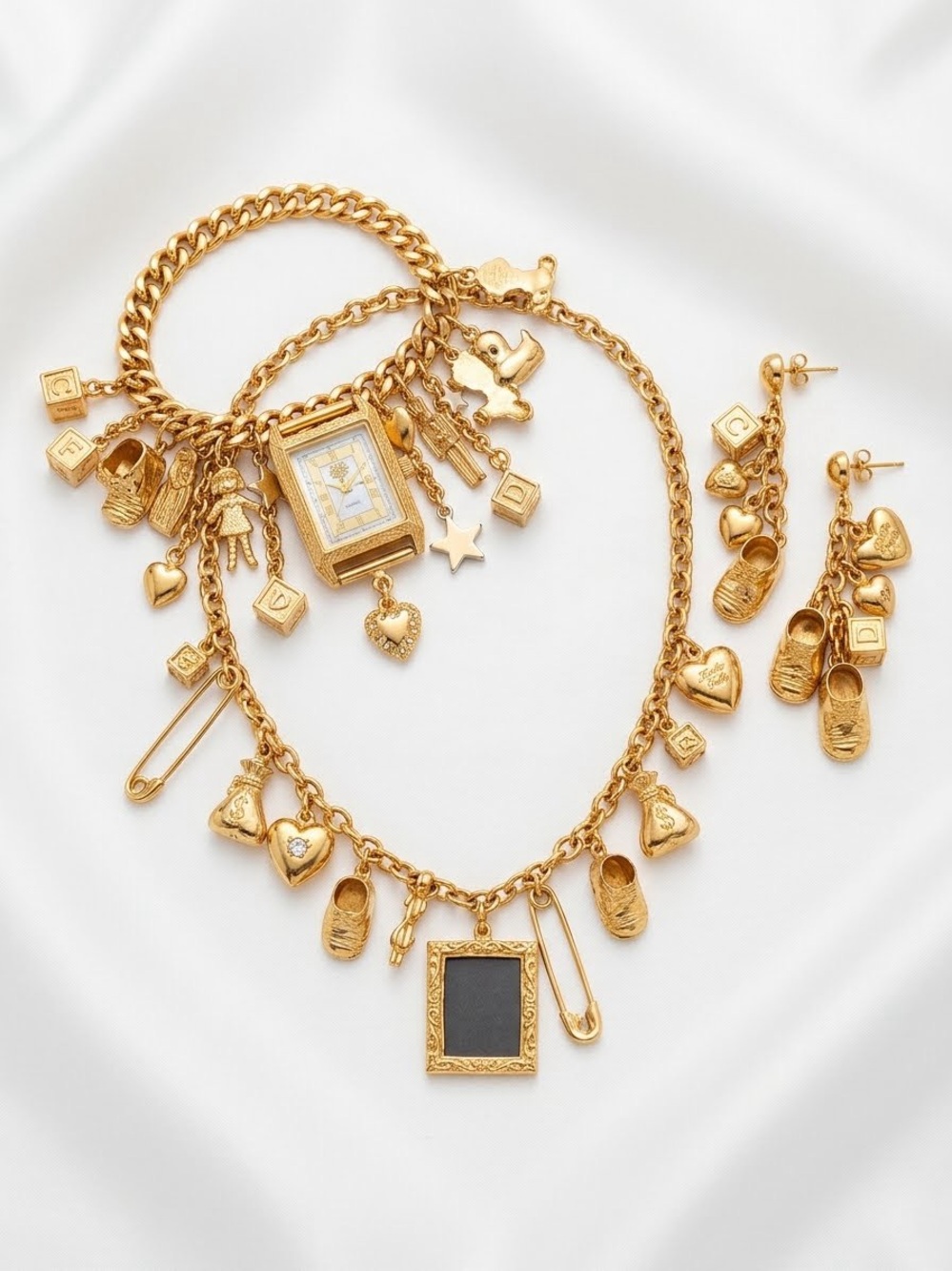 RARE Vintage Kirks Folly Million Dollar Baby 3-Pc Set Watch Necklace Earrings